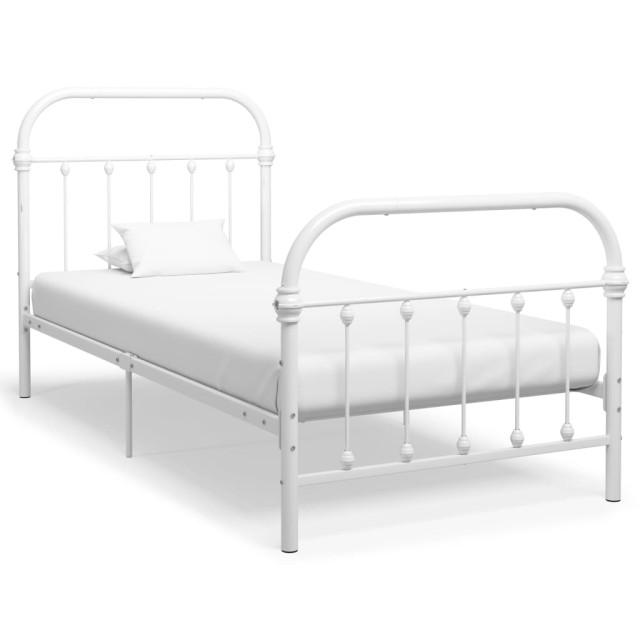 Cadre de lit sans matelas blanc métal 100x200 cm