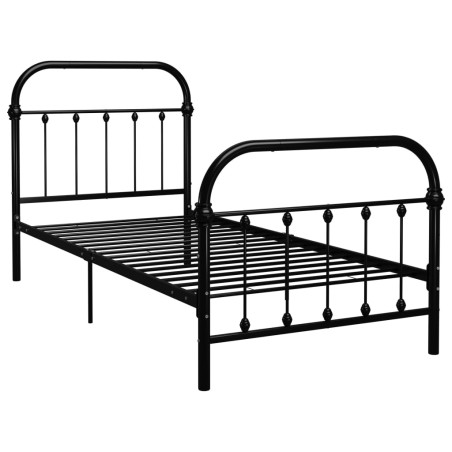 Cadre de lit sans matelas noir métal 100x200 cm