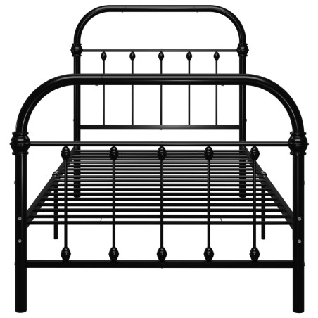 Cadre de lit sans matelas noir métal 100x200 cm