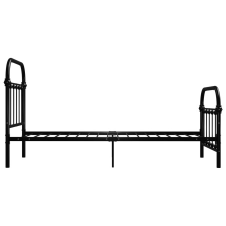 Cadre de lit sans matelas noir métal 100x200 cm