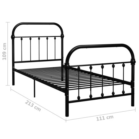 Cadre de lit sans matelas noir métal 100x200 cm