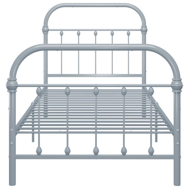 Cadre de lit sans matelas gris métal 90x200 cm