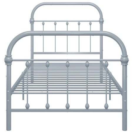 Cadre de lit sans matelas gris métal 90x200 cm
