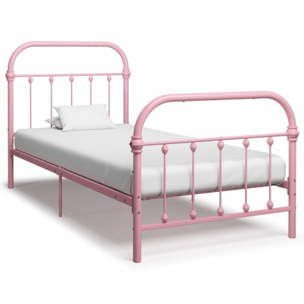 Cadre de lit sans matelas rose métal 90x200 cm