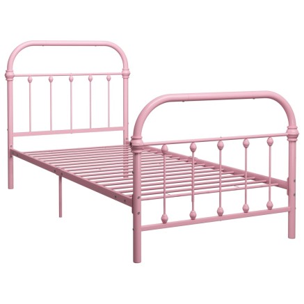 Cadre de lit sans matelas rose métal 90x200 cm 2