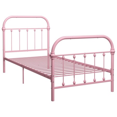 Cadre de lit sans matelas rose métal 90x200 cm