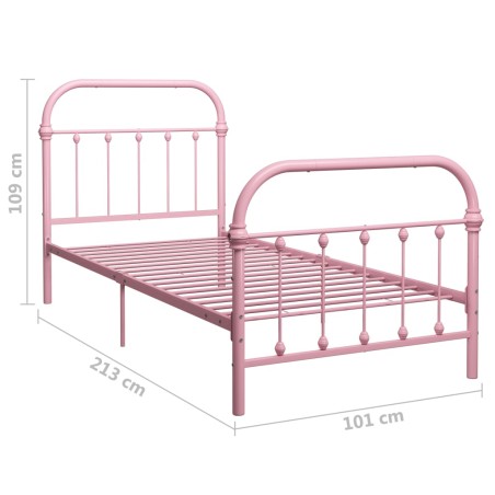 Cadre de lit sans matelas rose métal 90x200 cm