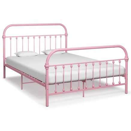 Cadre de lit sans matelas rose métal 120x200 cm