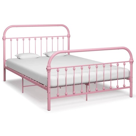 Cadre de lit sans matelas rose métal 120x200 cm