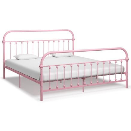 Cadre de lit sans matelas rose métal 180x200 cm