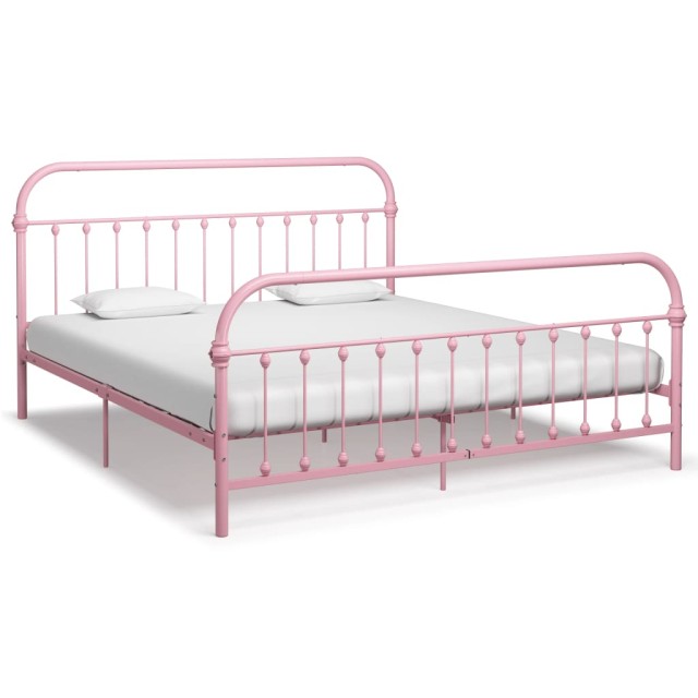 Cadre de lit sans matelas rose métal 180x200 cm