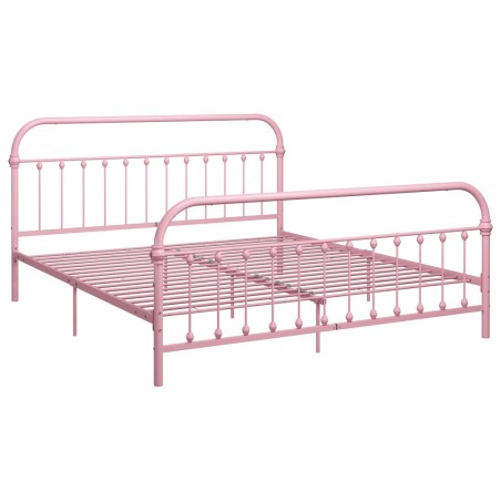 Cadre de lit sans matelas rose métal 180x200 cm
