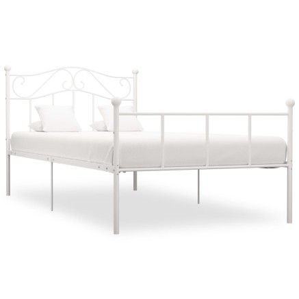 Cadre de lit sans matelas blanc métal 90x200 cm