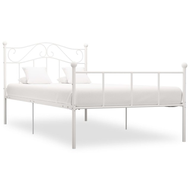 Cadre de lit sans matelas blanc métal 90x200 cm
