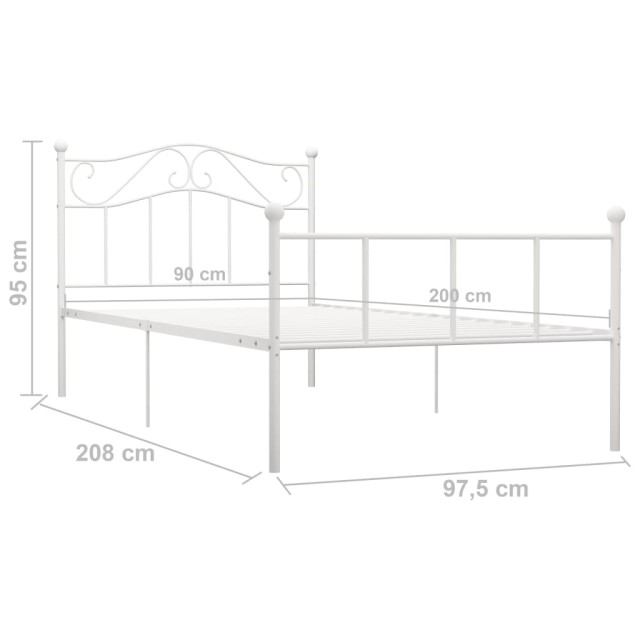 Cadre de lit sans matelas blanc métal 90x200 cm