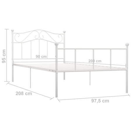 Cadre de lit sans matelas blanc métal 90x200 cm
