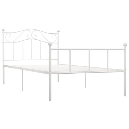 Cadre de lit sans matelas blanc métal 100x200 cm