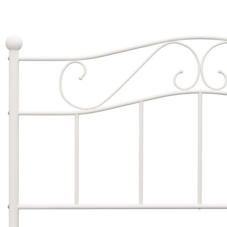 Cadre de lit sans matelas et tête de lit blanc métal 160x200 cm
