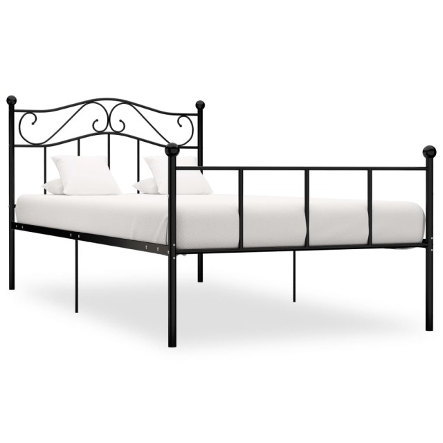 Cadre de lit sans matelas noir métal 90x200 cm