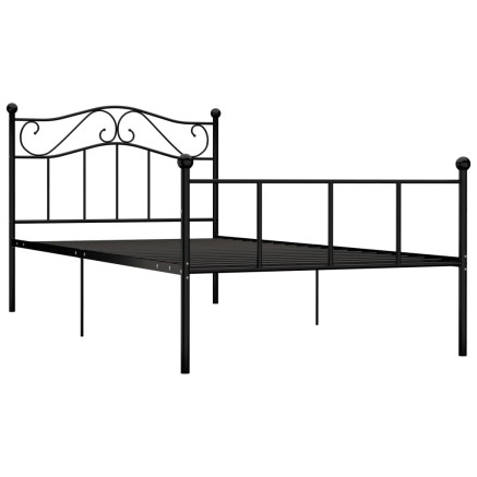Cadre de lit sans matelas noir métal 90x200 cm 2