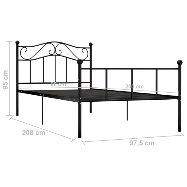 Cadre de lit sans matelas noir métal 90x200 cm