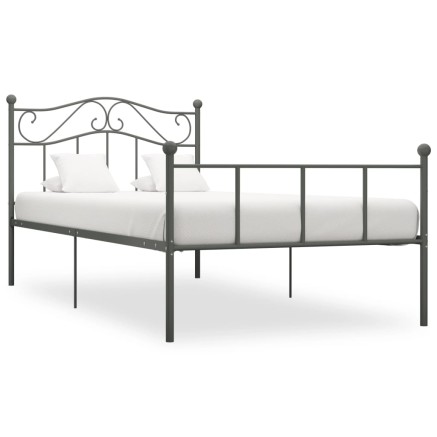 Cadre de lit sans matelas gris métal 100x200 cm