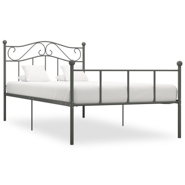Cadre de lit sans matelas gris métal 100x200 cm