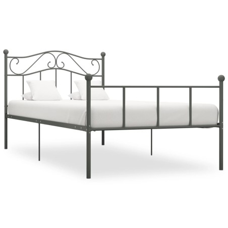Cadre de lit sans matelas gris métal 100x200 cm
