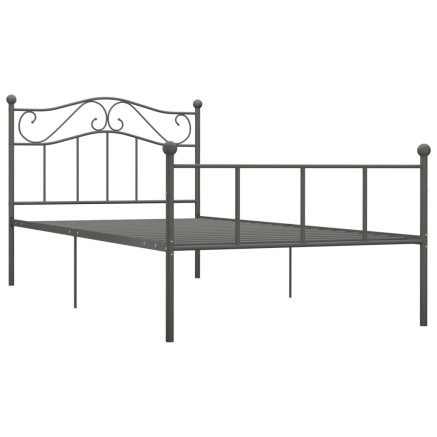 Cadre de lit sans matelas gris métal 100x200 cm 2