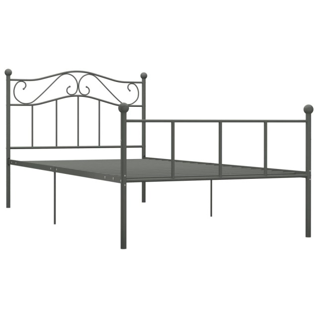 Cadre de lit sans matelas gris métal 100x200 cm
