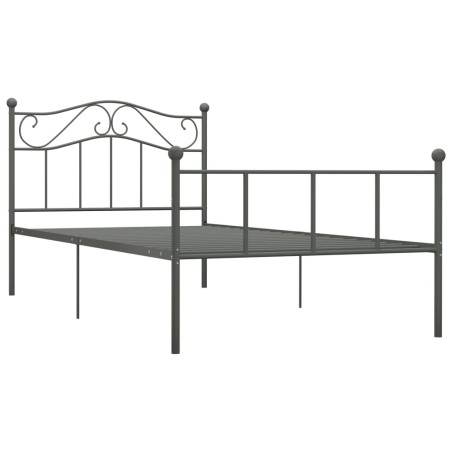 Cadre de lit sans matelas gris métal 100x200 cm