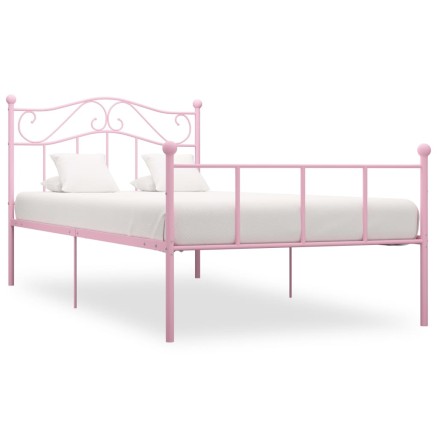 Cadre de lit sans matelas rose métal 90x200 cm