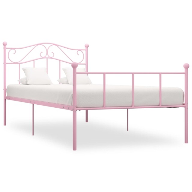 Cadre de lit sans matelas rose métal 90x200 cm