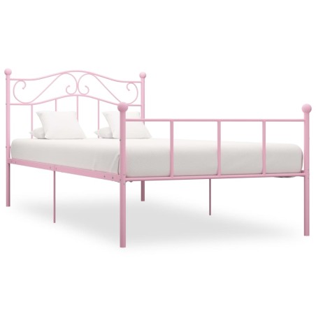 Cadre de lit sans matelas rose métal 90x200 cm