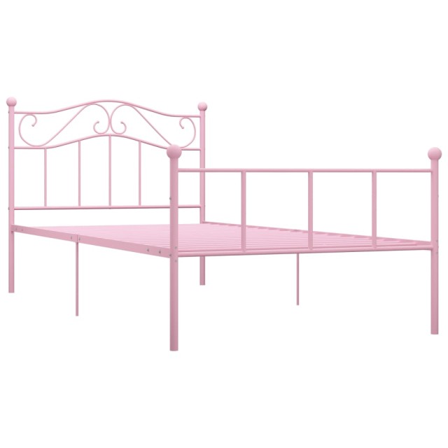 Cadre de lit sans matelas rose métal 90x200 cm