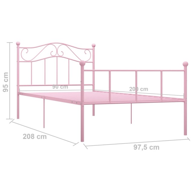 Cadre de lit sans matelas rose métal 90x200 cm