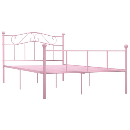 Cadre de lit sans matelas rose métal 120x200 cm 2