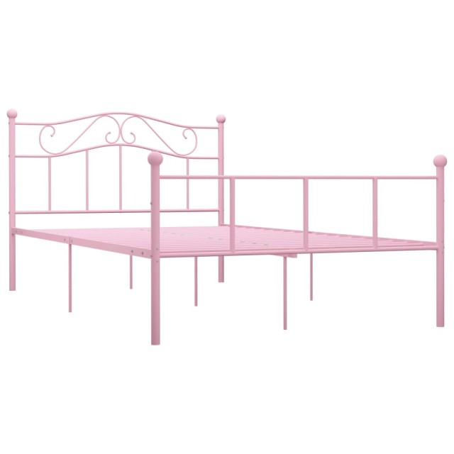 Cadre de lit sans matelas rose métal 120x200 cm