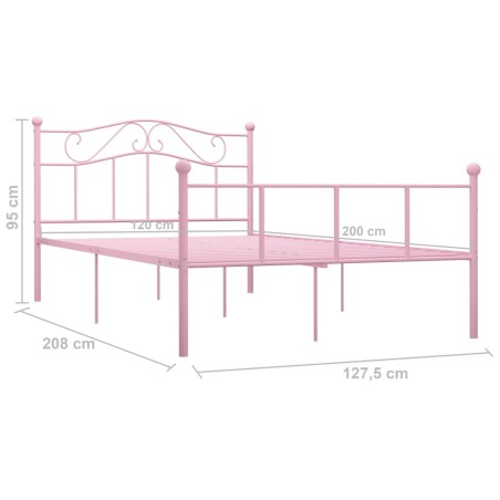 Cadre de lit sans matelas rose métal 120x200 cm