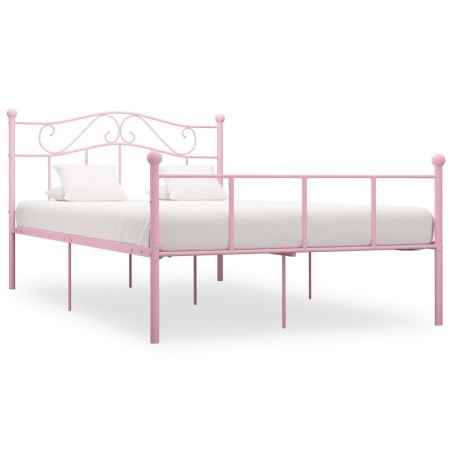 Cadre de lit sans matelas rose métal 140x200 cm