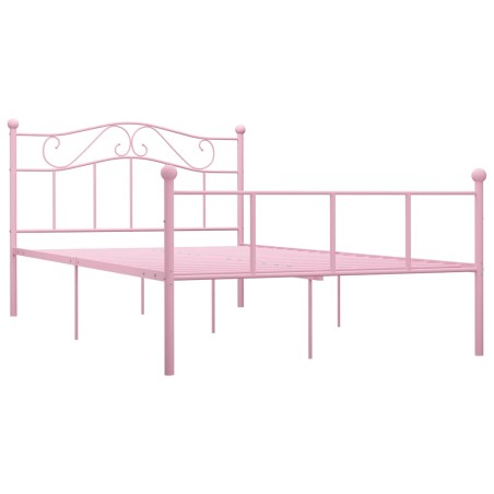 Cadre de lit sans matelas rose métal 140x200 cm