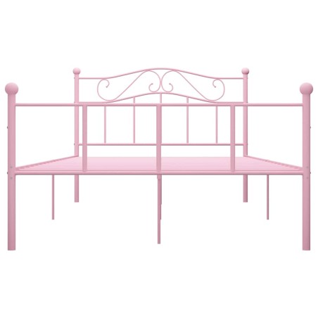 Cadre de lit sans matelas rose métal 140x200 cm