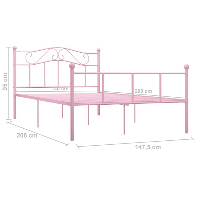 Cadre de lit sans matelas rose métal 140x200 cm