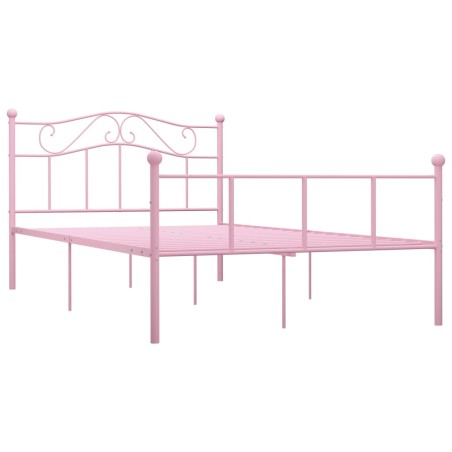 Cadre de lit sans matelas rose métal 160x200 cm