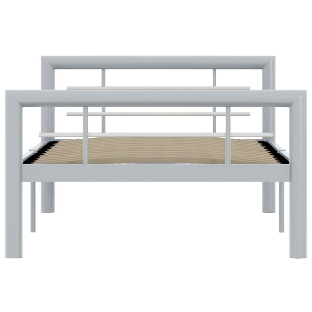 Cadre de lit sans matelas gris et blanc métal 90x200 cm