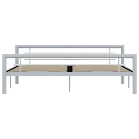 Cadre de lit sans matelas gris et blanc métal 180x200 cm