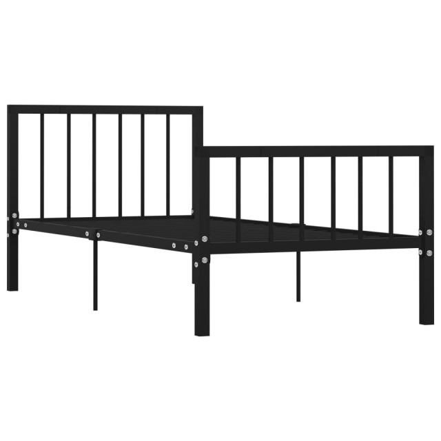 Cadre de lit sans matelas noir métal 100x200 cm