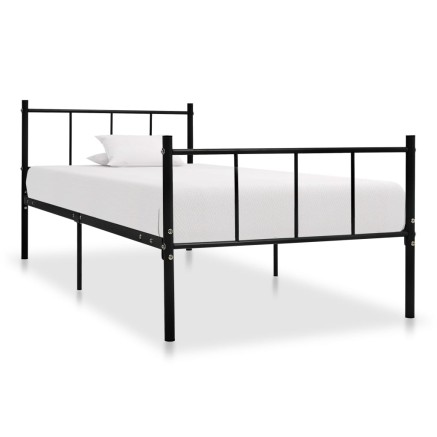 Cadre de lit sans matelas noir métal 90x200 cm
