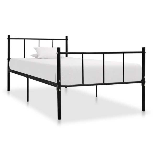 Cadre de lit sans matelas noir métal 90x200 cm