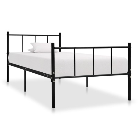 Cadre de lit sans matelas noir métal 90x200 cm